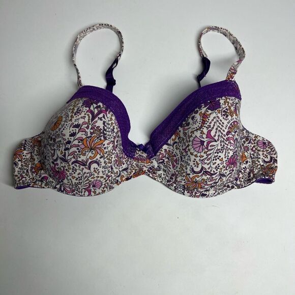 Calida Slightly Padded Plus Size Bra Full Cup  Size 38B 88% Cotton Floral Print - Picture 1 of 6